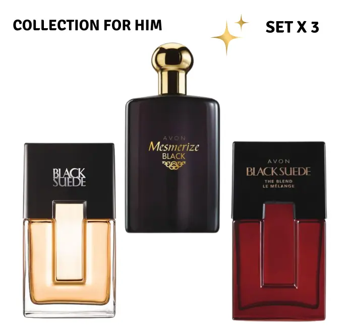 Avon Men’s Fragrance Collection Set | Black Suede, Mesmerize Black & The Blend (3-Piece Set)
