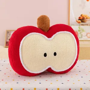 30*40cm Apple Shaped Throw Pillow 3D Apple Soft Velvet Cushion Couch Bed Decoration Christmas Eve Throw Pillow Hoom Decor Pillow Cushion for Chair Sofa Living Room