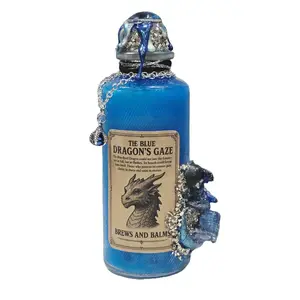 Brews & Balms The Blue Dragon's Gaze Gaze Potion Prop Color Changing Decorative Bottle with Dragon Charm and Chain