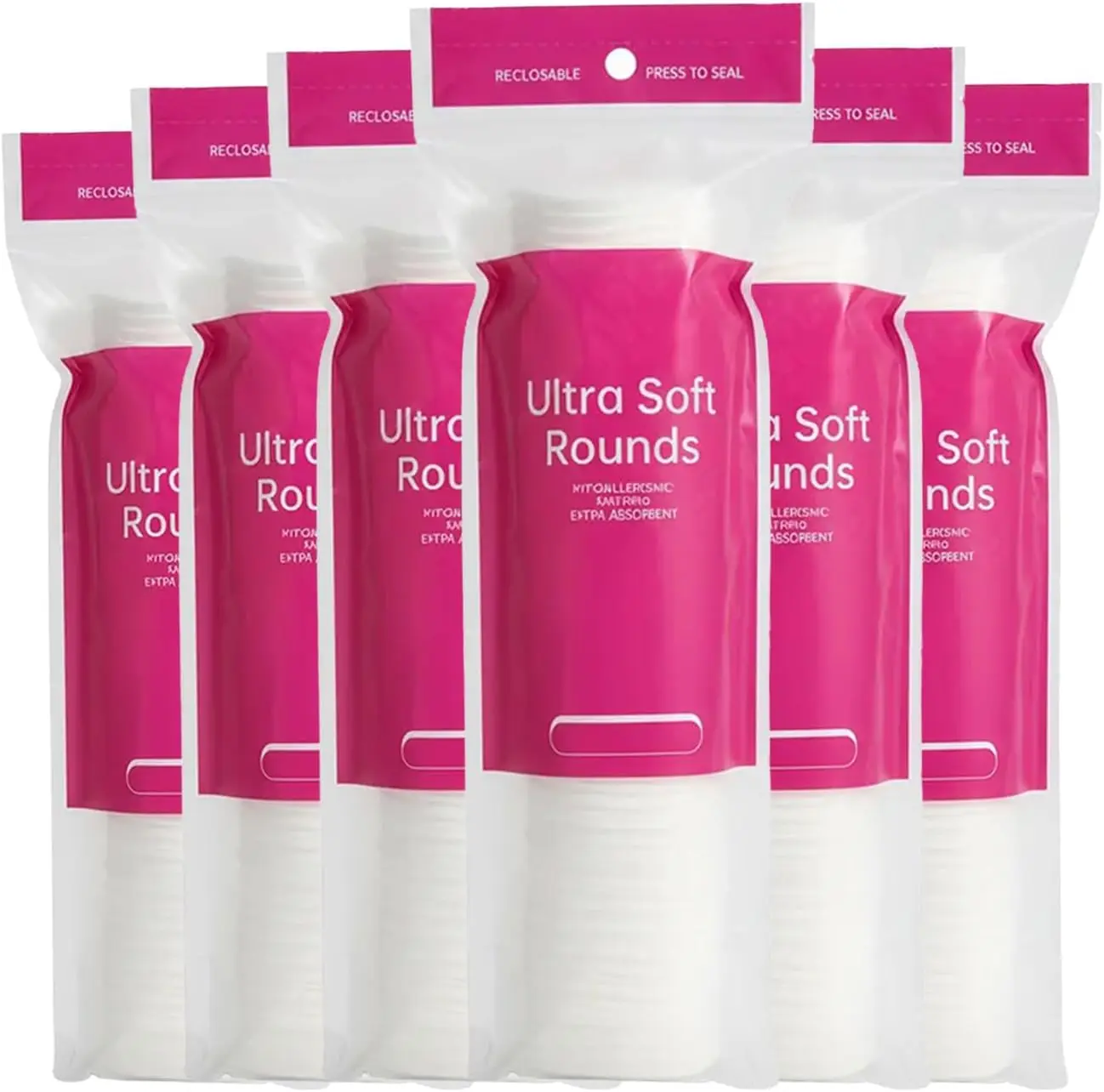 Cotton Rounds (600 PCS, 100-Count Pack of 6) - Soft, Absorbent, Lint-Free Stitched Face Pads for Makeup Removal, Gentle Facial Cleansing