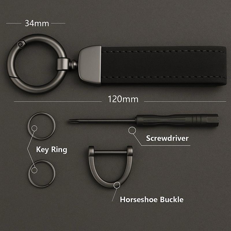 Suede Car Keychain for Car Enthusiasts- Red & Black Classic Design - Fits All Models Men