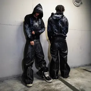 Hip Hop Grafik Baskı Hoodie Erkek Kadın Y2K Retro Street
