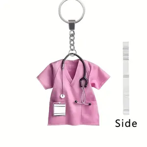 5pcs Personalized Nurse Clothing Keychain, 2D Flat, Hospital ID Card Holder, Stethoscope Shaped Sturdy Chain Design, Nursing Graduation Gift, Perfect for Christmas and Valentine's Day, B