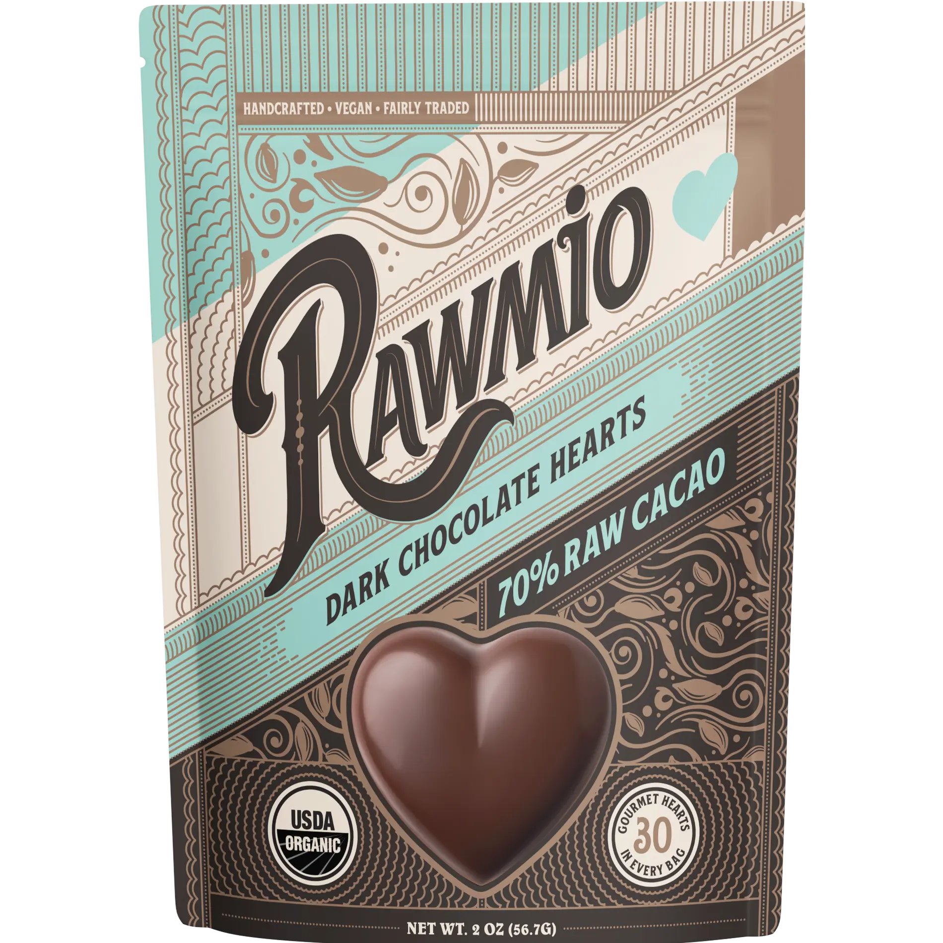 Rawmio Dark Chocolate Hearts - 70% Cacao