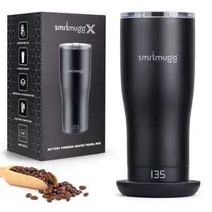 SmrtMugg X - 19oz. Vacuum Sealed Battery-Powered Heated Travel Mug with LCD Screen & 8-Hour Battery Life for Perfect Hot Coffee