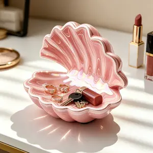 Pink Minimalist Shell Vanity Tray, Key Jewelry Ring Storage, Aesthetic Home Decor, Perfect Gift for Mom & BFF