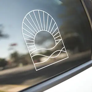 Sunset Waves Vinyl Decal, Ocean Beach Window Sticker