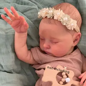 GUESSBELLY 20inch 50cm Like Real Soft Vinyl Asleep Reborn Baby Doll Toy with 3D-paint Skin with Visible Veins Cloth Body Girl Newborn Baby Kids Birthday Gift