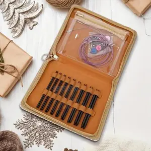 Elegant Ebony Wood Needle Set for Knitting & Crochet, Interchangeable Circular Needles Crafty Gift, DIY Craft Supplies, Ergonomic Needle Set