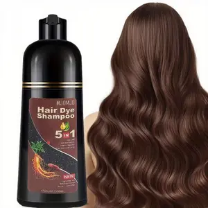 Dark Chocolate 5-in-1 Hair Dye Shampoo, Natural Hair Color Shampoo for Gray Coverage, Long-Lasting Brown Hair Coloring for Women & Men, Easy At-Home Hair Dye