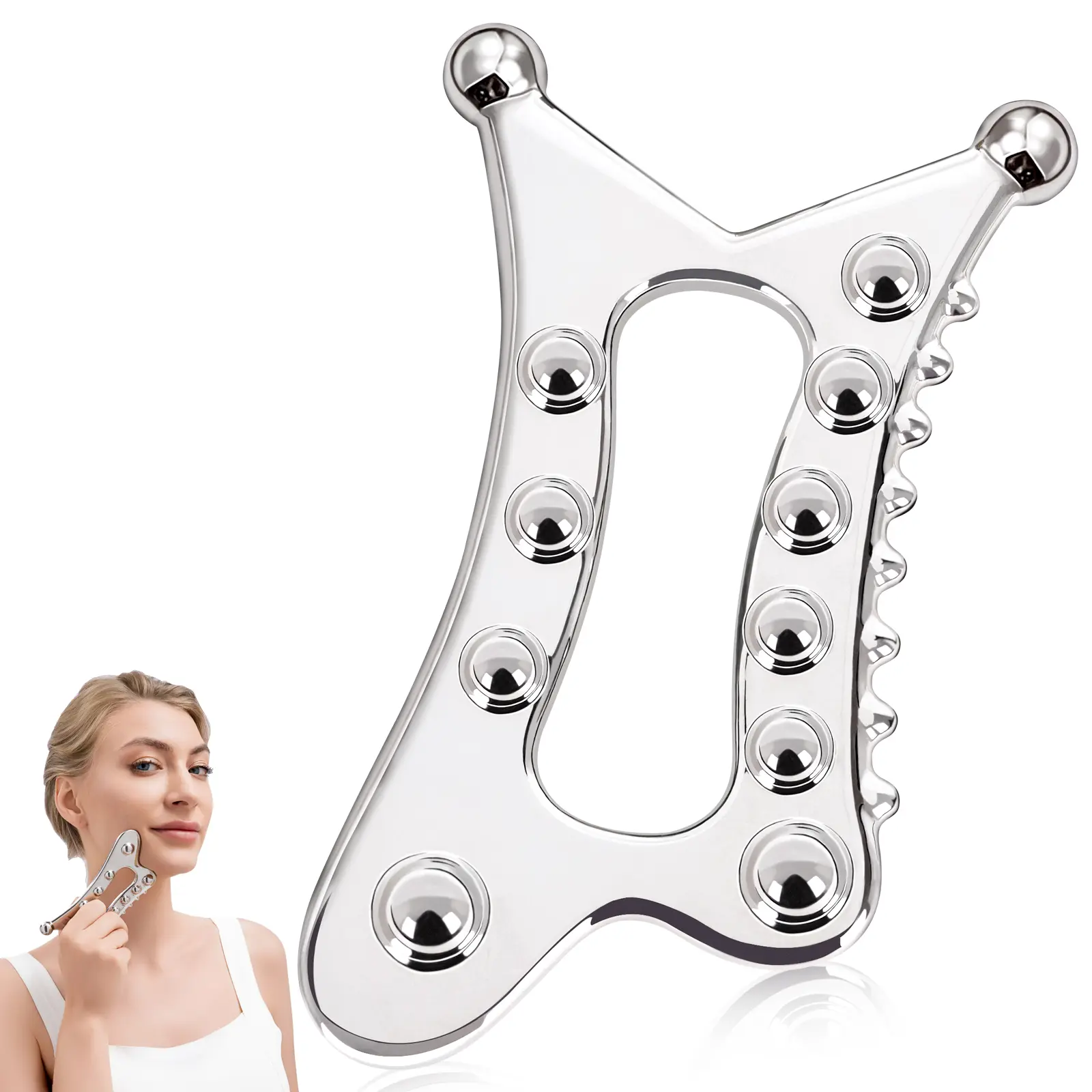 Metal Body Gua Sha Tool, 5 in 1 Muscle Scraper Tool, Lymphatic Drainage Massager for Self Care, Fascia Blaster for Cellulite, Trigger Point Massage Tools for Pain Relief