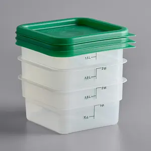 Cambro CamSquares 2 Qt. Translucent Square Polypropylene Food Storage Container and Green Lid - 3/Pack Kitchen Set Utensils Airtight foodstorage freezersafe containers needs tiktok shop must have s food cover microwave-safe