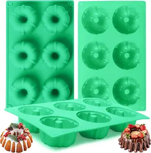 3 count   Bundt Pan, 6Cavity Mini Heritage Bundtlette Cake  Mold for BakingNon-stick Baking Mold for Cupcake Cornbread Brownie Jello (), Large