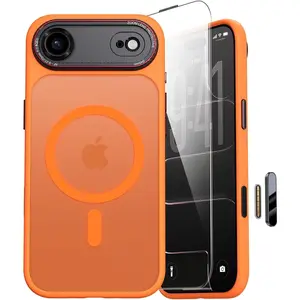 Magnetic for iPhone 17 Air Case: Upgraded [Full Camera Protection], with [1X Screen Protector] [Camera Button], 6.5" Case for iPhone 17 Air, Orange