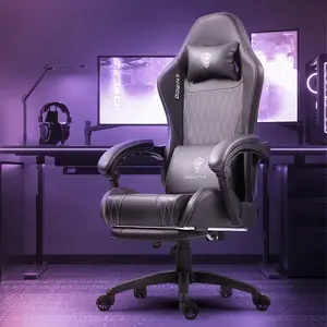 Dowinx Gaming Chair with Massage Lumbar Support and Footrest, Gaming Chairs for Adults, Ergonomic Computer Chair High Back with Pocket Spring Cushion, Swivel Recliner with Headrest