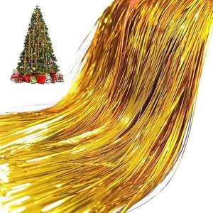 Pack of 3000 Strands Gold Christmas Icicle Tinsel Foil Fringes | 19.8 Inches, Christmas Tree Tinsel Curtain Decoration for Indoor Outdoor Winter Home Holiday New Year Eve Birthday Party Supplies