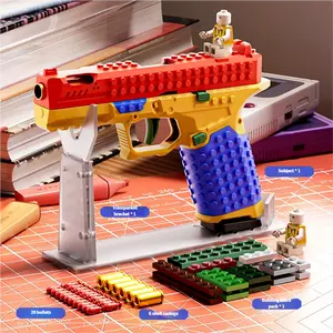 Multiplayer Foam Blaster Game Set Soft Bullet Reloading Toy Guns Tactical DIY Building Block Handle Set, Modular Grip Kit Compatible with Bricks, Custom Color Accessory, Upgrade for Toy Blasters and Display Models,Collaborative Tactical Building Block Set