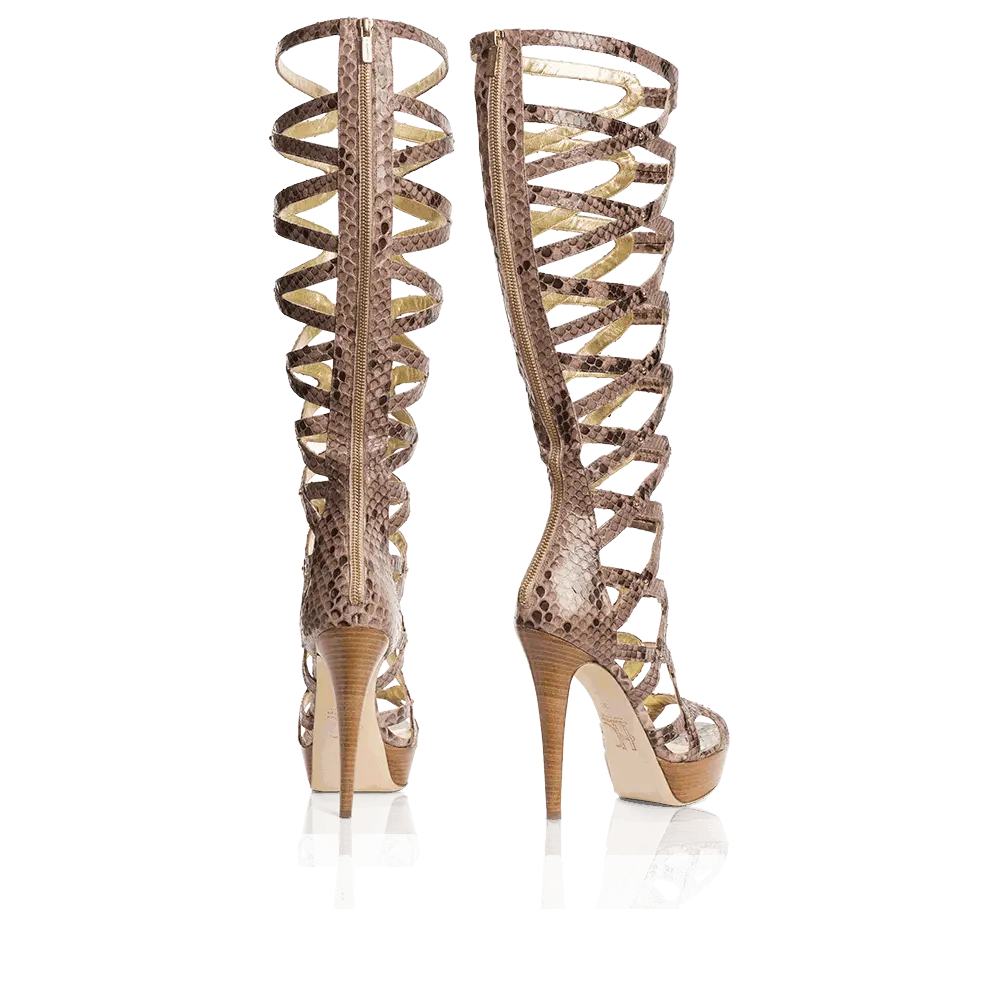 Confidence - Wide Calf Python Platform Gladiator Boot Girl Walking Shoes Women Footwear Decor Pedal