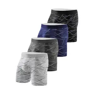 4 Pieces Men's Boxer Briefs Fitness Sweatpants Soft Healthy Fashion Men's Underwear Fashion Personality Casual Sports Everyday Men's Pants Boxers