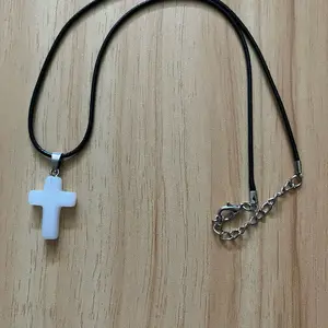 White acrylic cross necklace