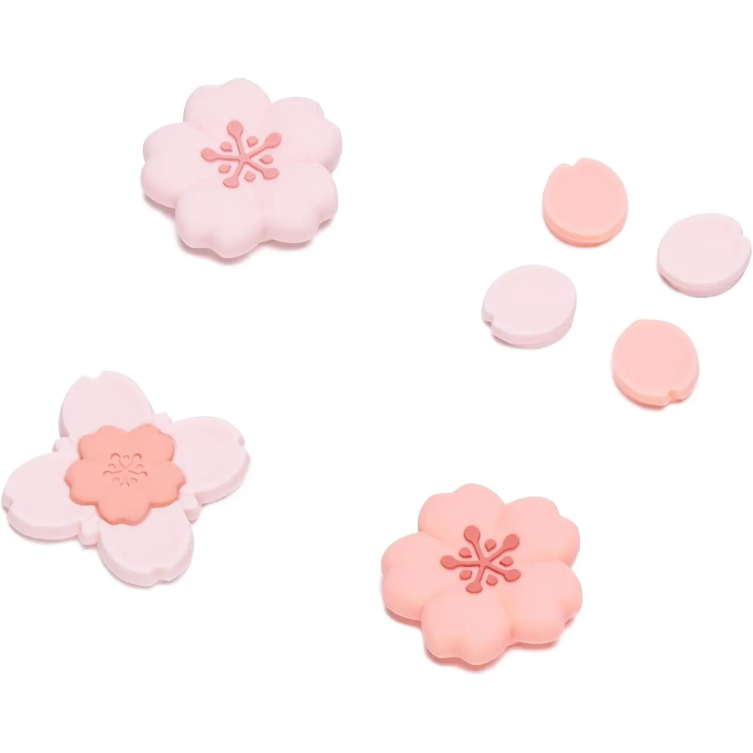 P-PDT011    Silicone Cross D-Pad Button Caps Set Cute Joystick Cover - ABXY Key Buttons Sticker Compatible with Nintendo Switch/OLED Joy Con - Sakura