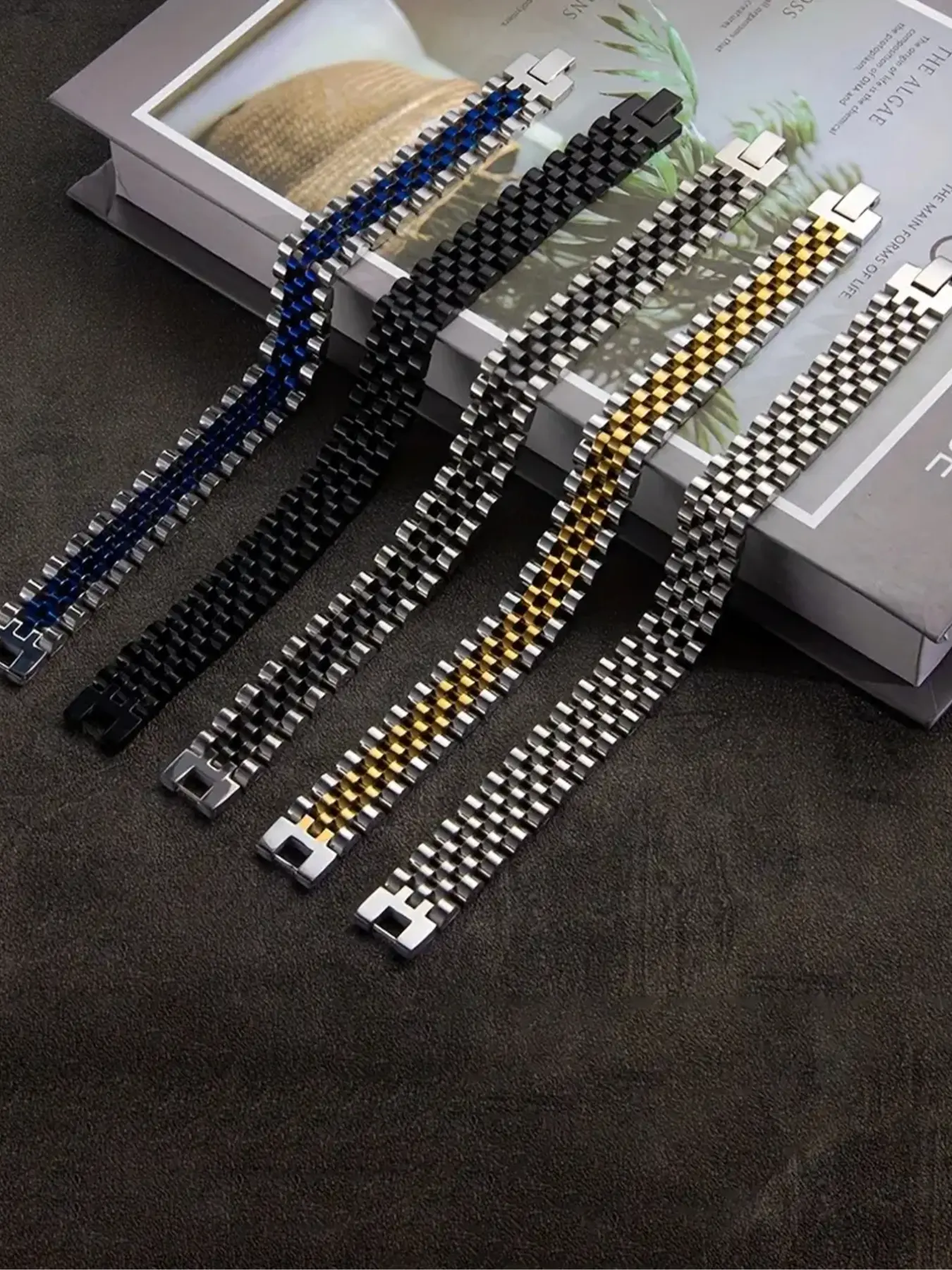 Punk Style Stacked Stainless Steel Bracelet, Unisex Metal Wristband, Heavyweight Chain Design, Fashion Jewelry Gift for Men & Women, Stackable Bracelets