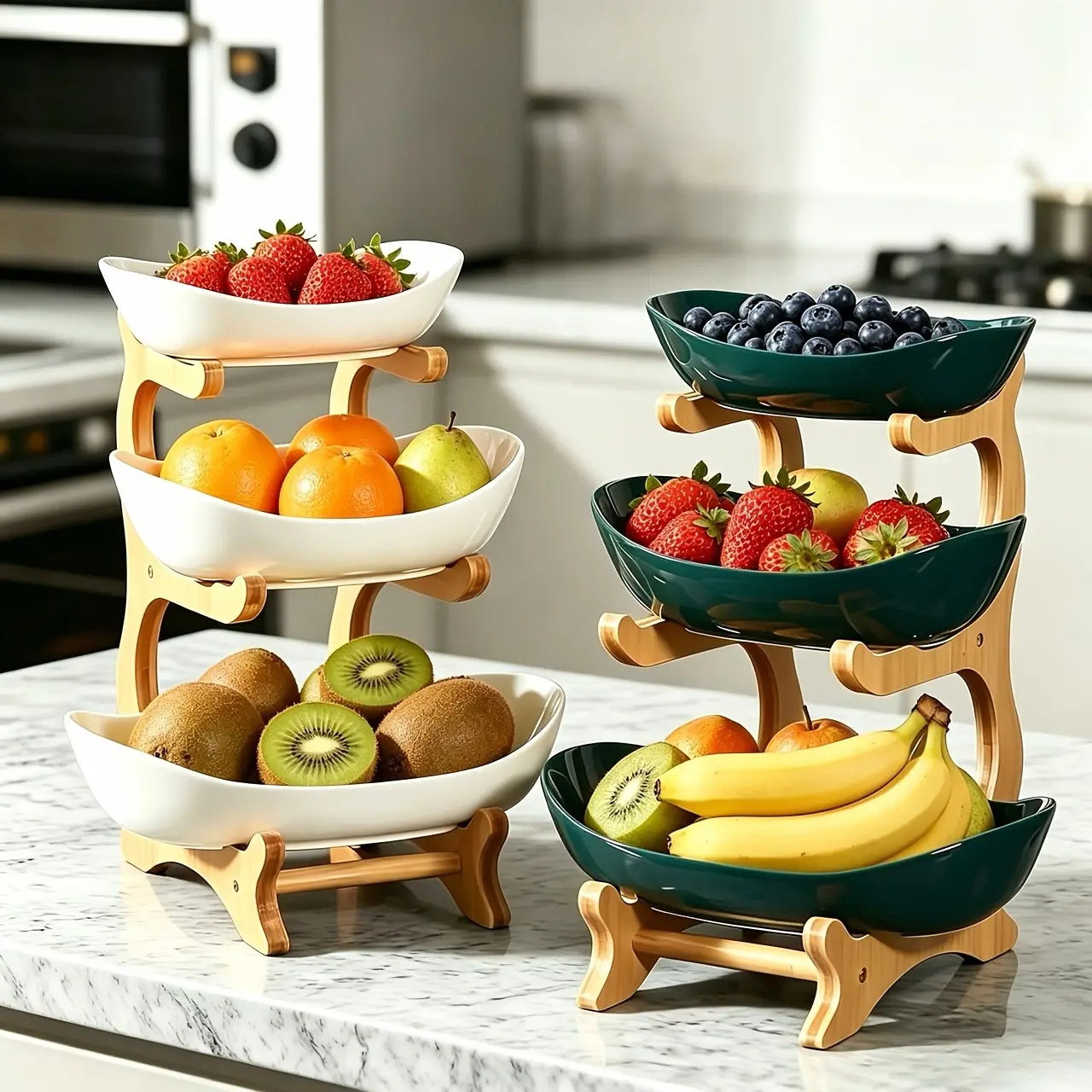 3-Tier Creative Plastic Fruit Plate, Living Room Fruit Stand, Perfect for Serving Snacks, Candies And Hard Fruits, Plastic Fruit Platter, Space-Saving Tray, Ideal for Home, Kitchen And Dining Room