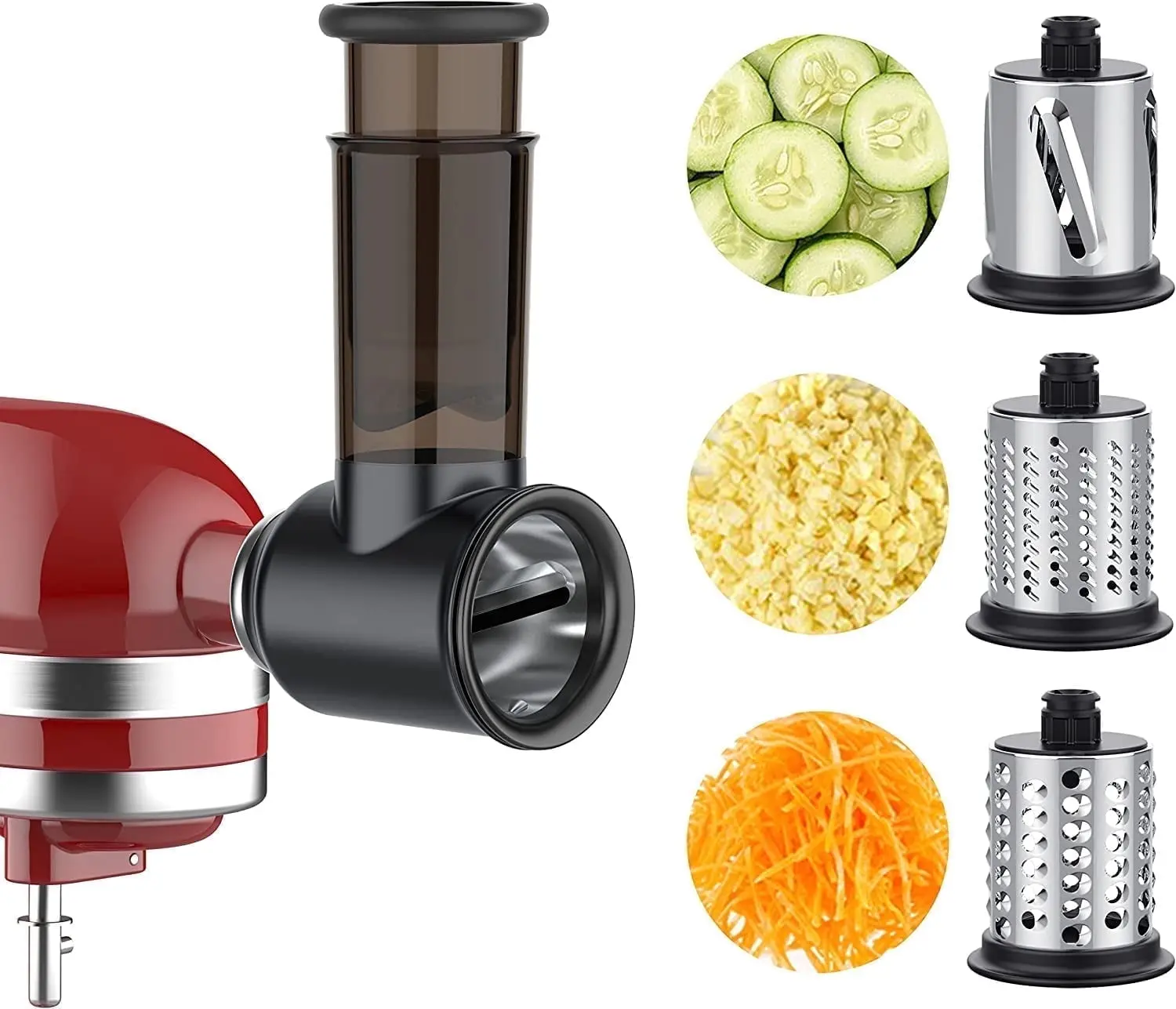 Slicer Shredder Attachment for KitchenAid Stand Mixer, Cheese Grater with 3 Stainless Steel Blades