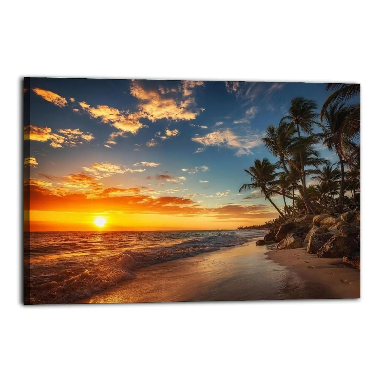 Artistic Wood Beach Sunset Ocean Nature Poster - Durable Home Supplies, Indoor Decoration Wall Art for Living Room, Dining Room