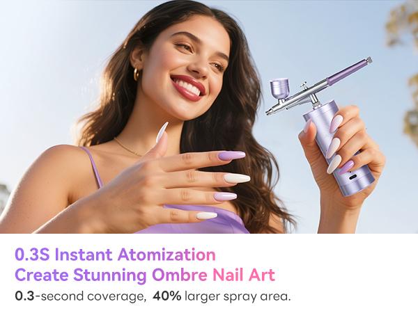 SAVILAND 7-in-1 Airbrush Nail Set: 6 Pink Gel Colors with Airbrush Machine, Cleaner, Stencils & Protection Tools, Complete Kit for Quick and Easy Nail Art