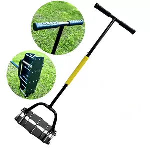 Lawn Aerator Tool with Automatic Dirt and Leaf Cleaning Design, Grass Aerator for Yard and Garden, Helps Renovate Soil, Improve Permeability, and Restore Lawn Health, Heavy-Duty Metal Spring Lawn Aerator Tool with 17 Iron Spikes, Height Adjustable.