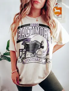 [Sale off up to 50%] Vintage 90s Retro Style Baltimore Football Shirt, 1996 Helmet Tee, Retro Game Day T-Shirt, Trendy Baltimore Fan Gifts, Graphic Streetwear T-shirt