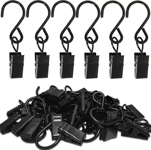Stainless Steel S Hooks Curtain Clips, 50 Pack Hanging Party Lights Clips Hangers Gutter Photo, Art Craft Display, 2.4 Inch Long,