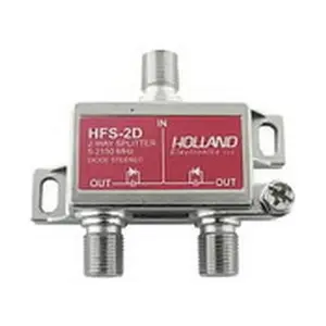 Cable Wholesale  2-Way 2 GHz High Frequency Coaxial Cable Satellite & Broadband Splitter with 1 x F-Pin Female Input & 2 x F-Pin Female Output, DC Passing On All Output Ports