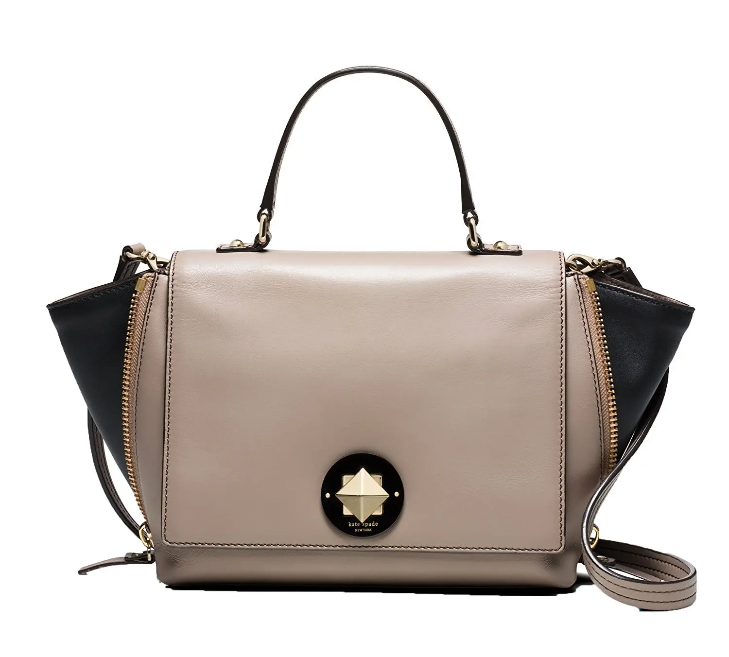 Kate Spade New York Satchel for Women, Varrick Street Abbie Convertible Crossbody Bag in Saffiano Leather with Secure Zipper Closure, Clocktower/Black, Purses Crossbody Bag, Crossbody Purse, Secure Close