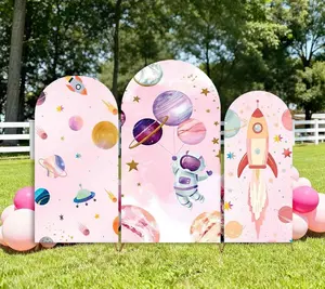 15-day Delivery Outer Space Astronaut Birthday Arch Cover Backdrop Girl Party Pink Chiara Sign
