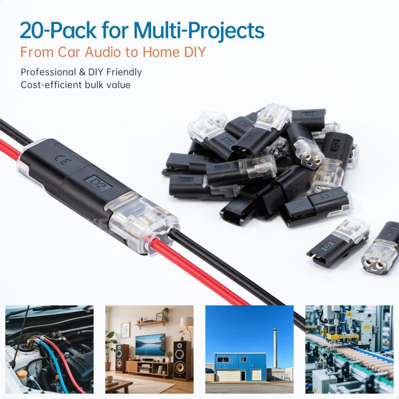 LED Strip Light Connector 100Pcs Double Wire Plug-in with Secure Locking Buckle, Quick Splice Snap-On Fasteners, No Solder Wire Connector Blocks for Low Voltage Cabinet TV Backlight DIY Model Hobby Decor