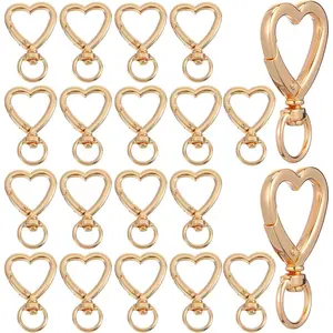 20 count Heart Shape Keychains  Metal Spring Key Chain Sturdy Heart  Clip Hardware Accessories for Handbag DIY Bags  Rings and Card Holders Craft Making  Buckle Key Ring