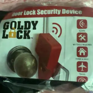 Goldy Lock 2-in-1 Portable Door Lock & Alarm for Home Travel Security Privacy Prevents Unwanted Entry 90 dB Alarm No Tools Required - Doorknob