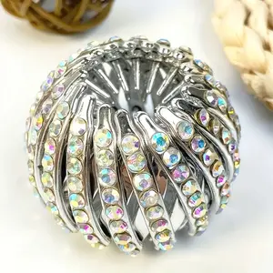 Elegant Rhinestone Hair Clip, Anti-Slip Ponytail Holder, Durable Plastic, Suitable for Women & Girls, Wedding Party Daily Use, Prom Mom Hair Clip