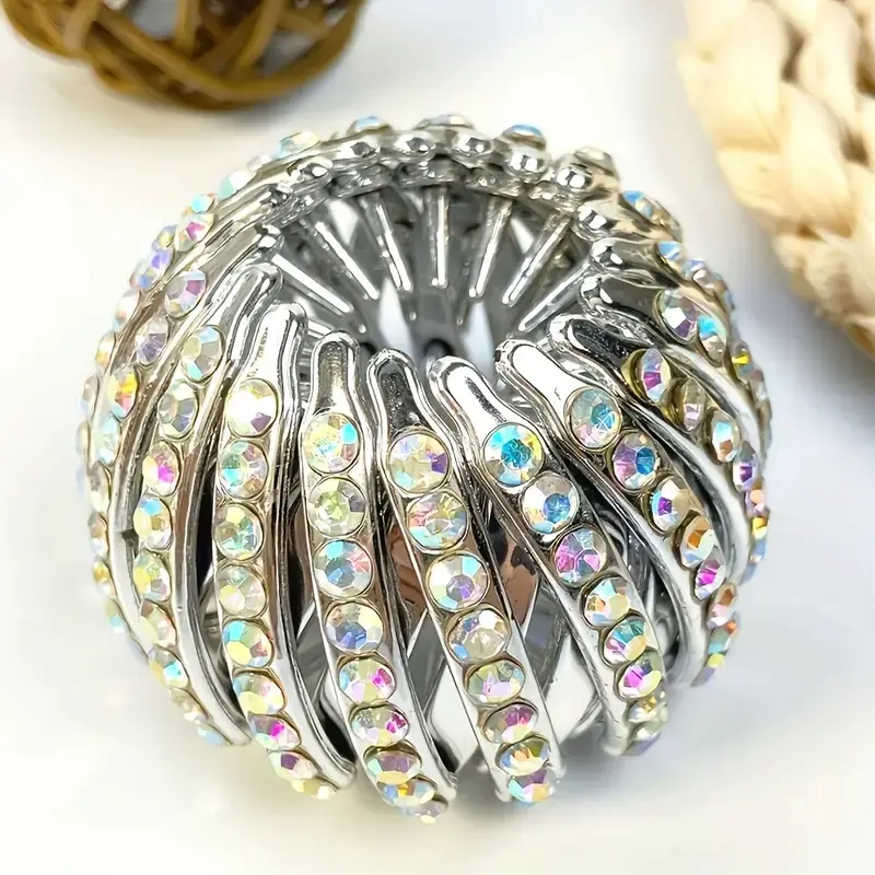 Elegant Rhinestone Hair Clip, Anti-Slip Ponytail Holder, Durable Plastic, Suitable for Women & Girls, Wedding Party Daily Use, Prom Mom Hair Clip, Decorative Hair Clips, Hairclips