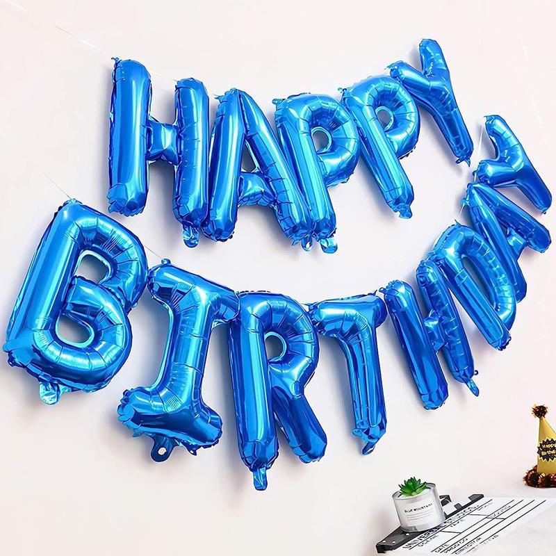 Happy Birthday Letter Balloon Set - 53pcs Metallic Latex Balloons for Stunning Birthday Party Decorations in Blue and Silver