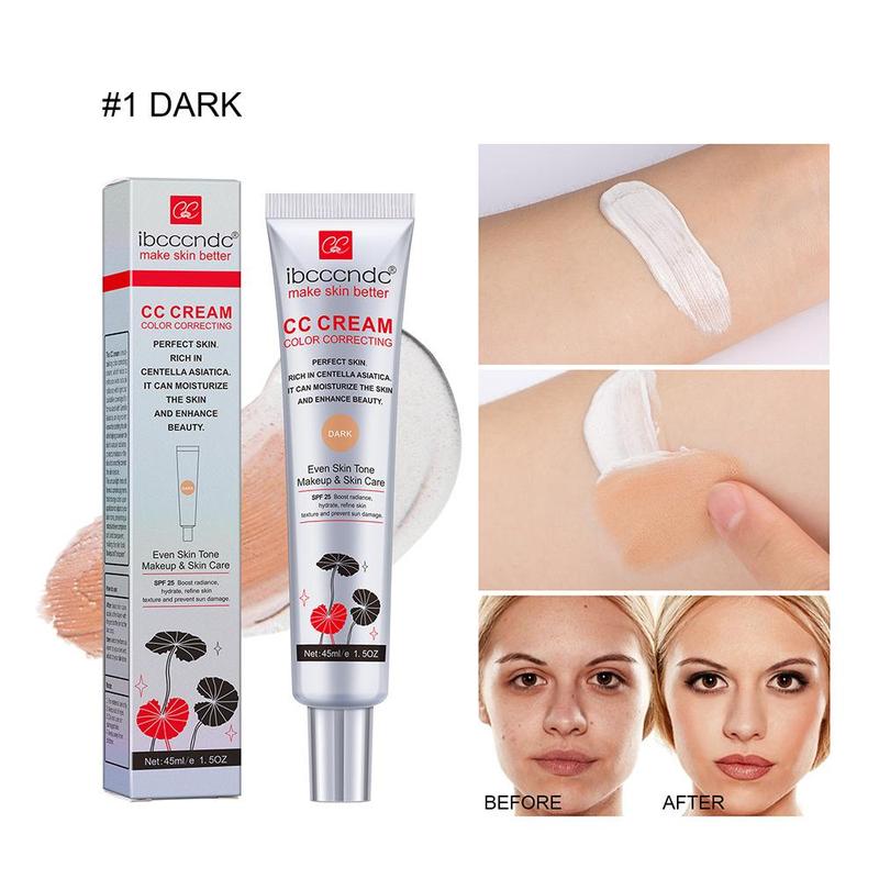 Moisturizing Correcting CC Cream Waterproof Sweat Resistant Base for Makeup Before Concealer Lasting on Skin with Centella Asiatica for Mixed Skin Types Latest Hydration