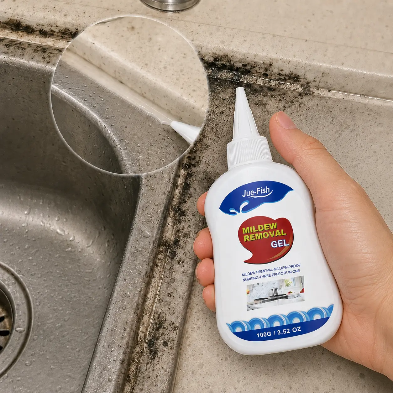 Powerful Heavy-Duty Mildew Stain Cleaning Gel for Tile Grout, Silicone Seals, Refrigerator Strips, Washing Machine Gaskets, Window Gaps - Bathroom & Kitchen Home Care Household Items Cleaner