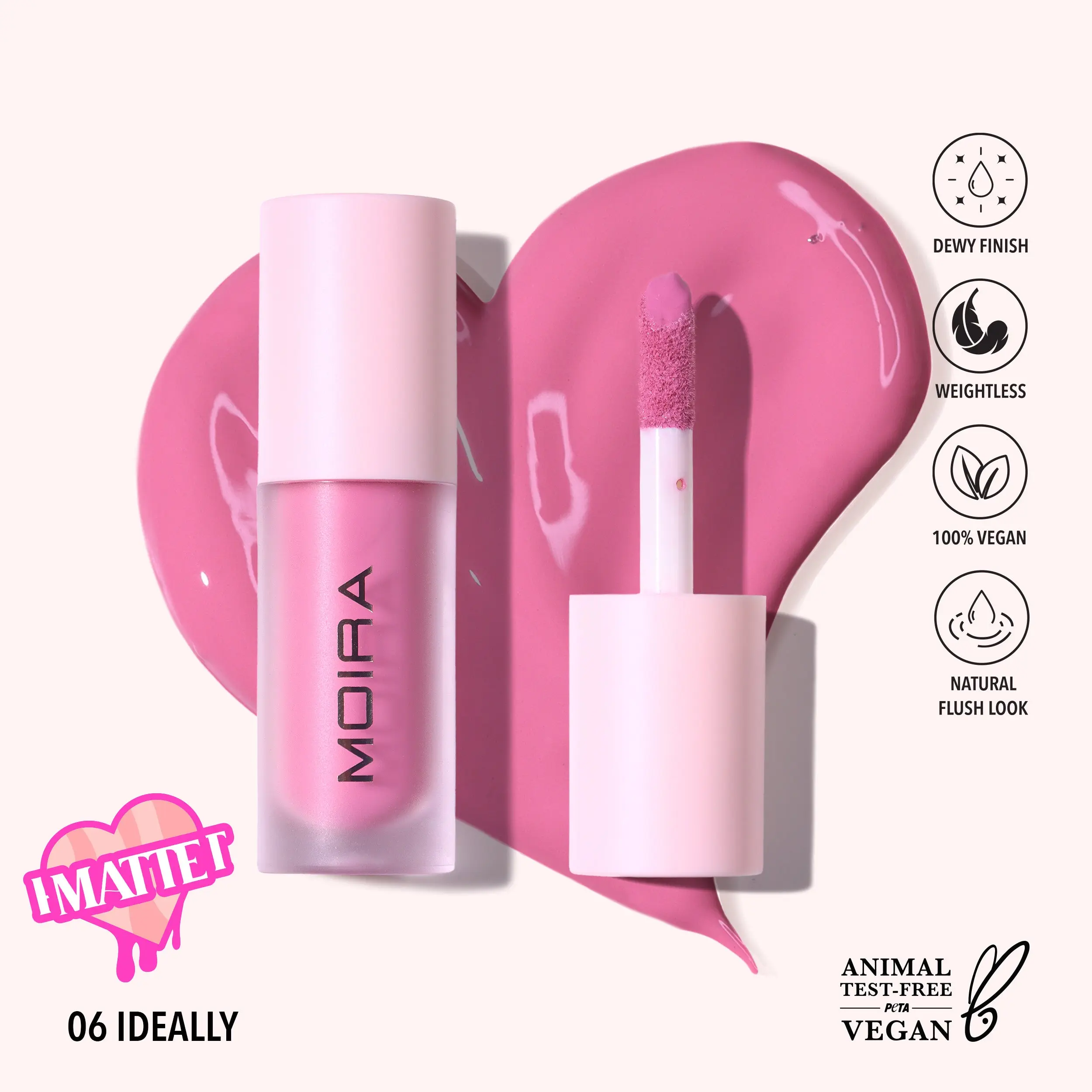 MOIRA | Love Steady Liquid Blush (006, Ideally) | Natural Radiant Liquid Blush
