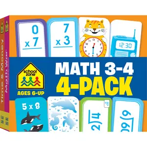 Math Grades 3-4 Flash Cards (4-Pack)