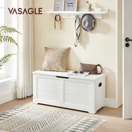 SONGMICS HOME Storage Chest, Storage Trunk with 2 Safety Hinges, Storage Bench, Shoe Bench, Farmhouse Style