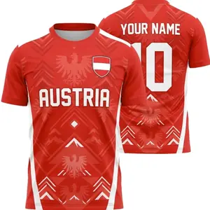 Austria Soccer Jersey Custom Name Number, Austria Football Shirt for Men Women Fans