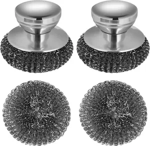 [New Deal] 2Pack Steel Wool Scrubber Set, Stainless Steel Scrubber for Cleaning Dishes, Cast Iron, Stock Pots, Pans, Griddles, Grills