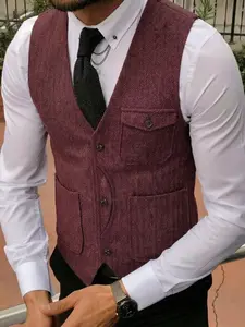 Men's Timeless Herringbone Formal Vest, Ideal for Sophisticated Business Meetings & Vintage - inspired Styling